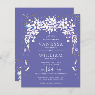 BUDGET periwinkle blue floral wedding invitation