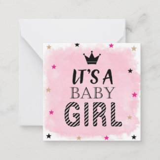 Budget personalized baby girl birth announcement