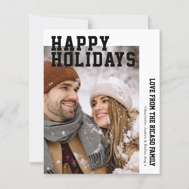 Budget Personalized Photo and Text Christmas Card (Front)