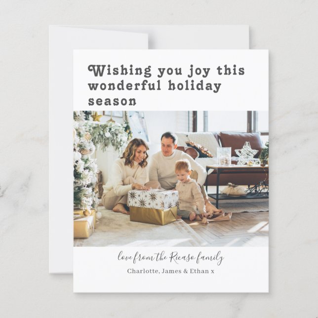 Budget Personalized Photo and Text Christmas Card (Front)