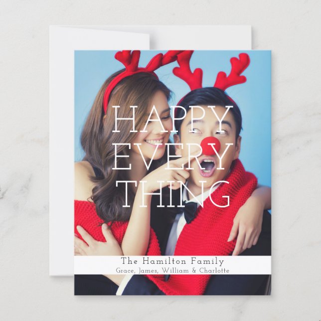 Budget Personalized Photo and Text Christmas Card (Front)