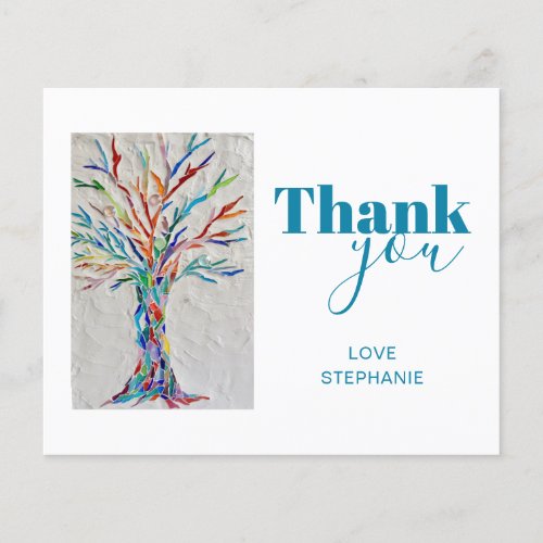 Budget Personalized Rainbow Tree Thank You Card