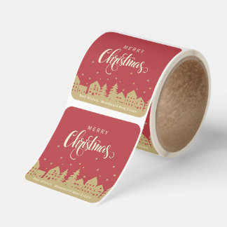 Budget Personalized Retro Christmas House Realtor Square Sticker