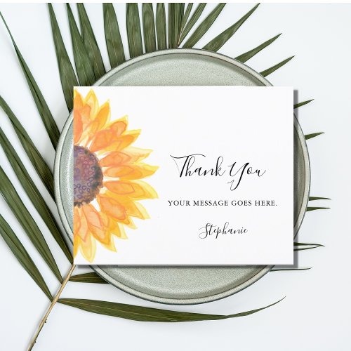 Budget Personalized Sunflower Thank You Card