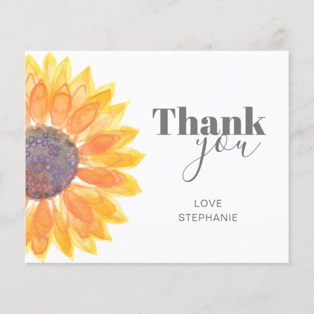 Budget Personalized Sunflower Thank You Card (Front)