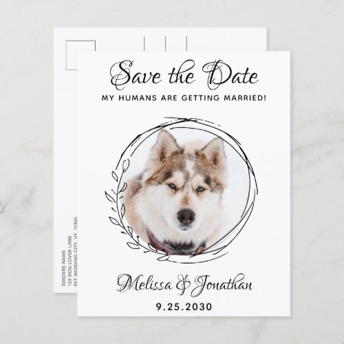 Budget Pet Dog Wedding Botanical Save The Date