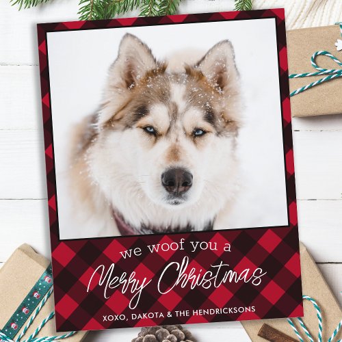 Budget Pet Photo Dog Red Plaid Merry Christmas Car