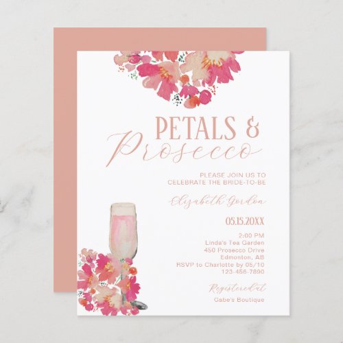 Budget Petals  Prosecco Bridal Shower Floral Pink