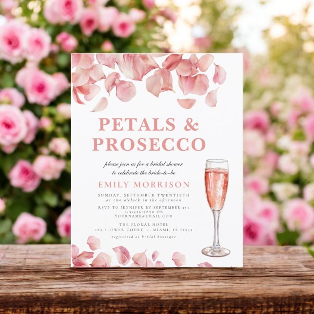 Budget Petals & Prosecco Bridal Shower Invitation (Creator Uploaded)