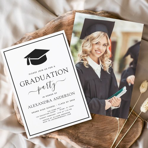 Budget Photo 2024 Graduation Party Black White Fly Flyer