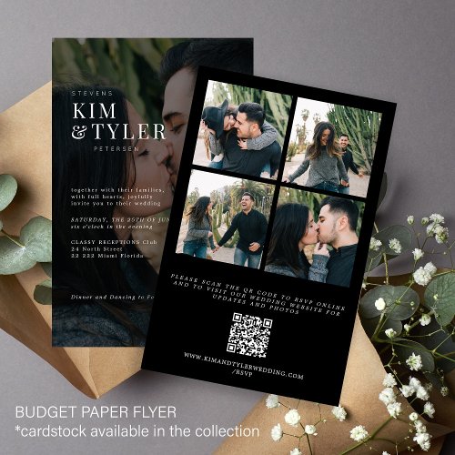 Budget photo all in one QR RSVP wedding invitation Flyer