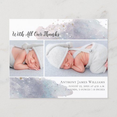 BUDGET Photo Baby Thank You Announcement Card