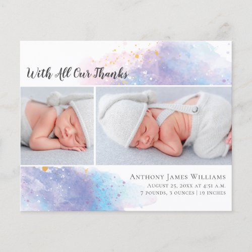 BUDGET Photo Baby Thank You Announcement Card