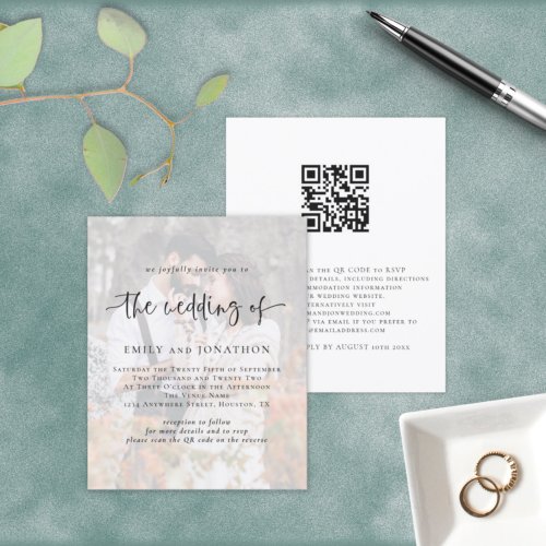 Budget Photo Background QR Code Wedding Invitation