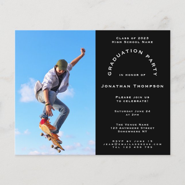 Budget Photo Black 2024 Graduation Party Invite (Front)