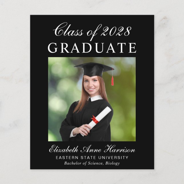 Budget Photo Black Graduation Announcement (Front)