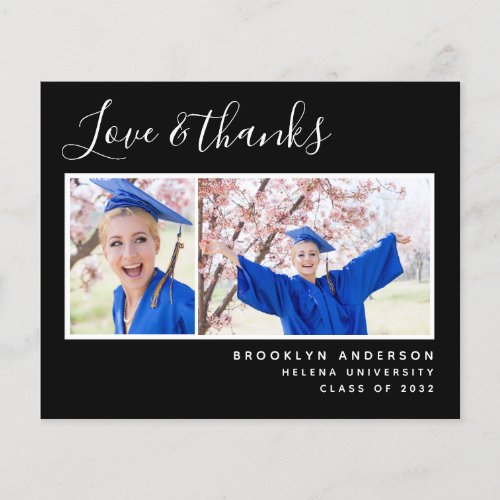 Budget Photo Black Graduation Thank You Card