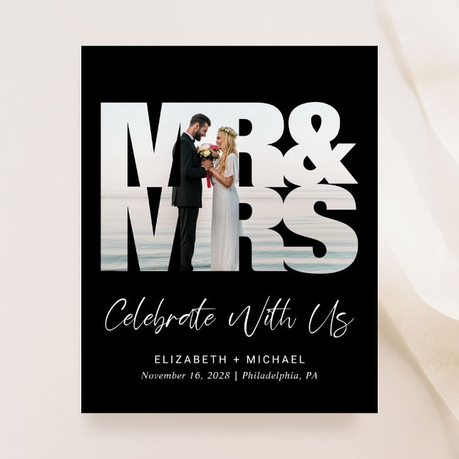 Budget Photo Black Wedding Reception Invitation (Creator Uploaded)