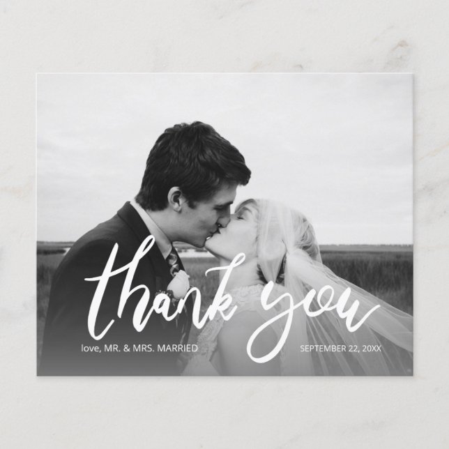 Budget Photo Black & White Calligraphy 2 Thank You Flyer (Front)
