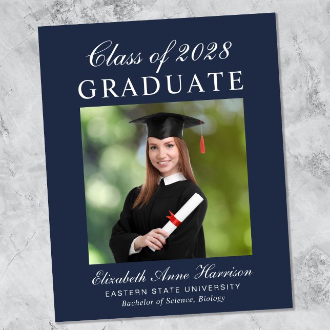 Budget Photo Blue College Graduation Announcement (Creator Uploaded)