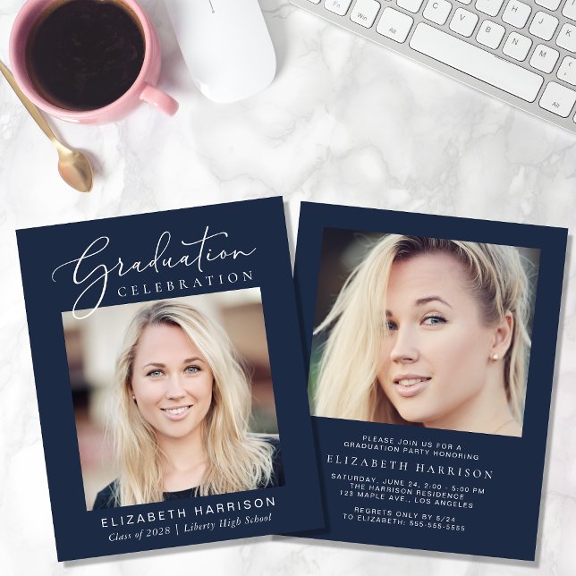 Budget Photo Blue Graduation Party Invitation (Creator Uploaded)