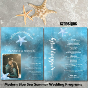 Budget Photo Blue Sea Summer Wedding  Program
