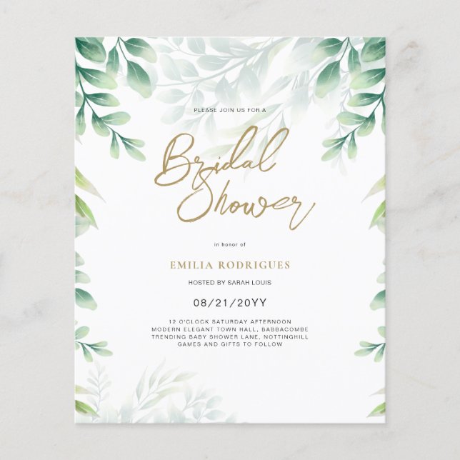 Budget Photo Bridal Shower Invitation Rustic Leaf Flyer (Front)