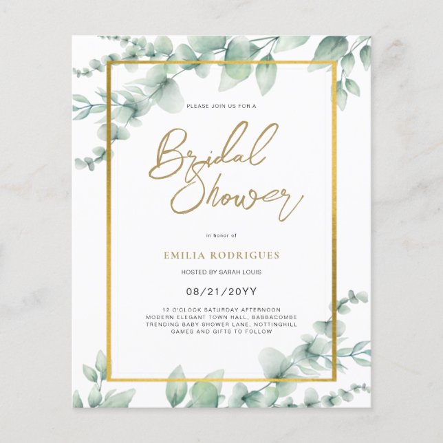 Budget Photo Bridal Shower Invitation Rustic Leaf Flyer (Front)