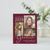 Budget Photo Burgundy Graduation Party Invitation (Standing Front)