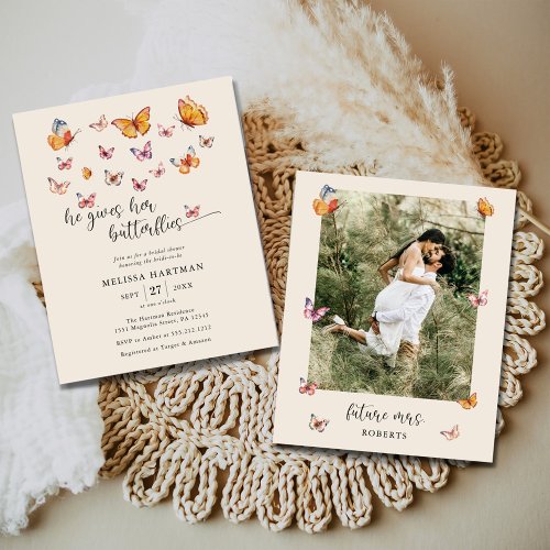 Budget Photo Butterflies Bridal Shower Invitation