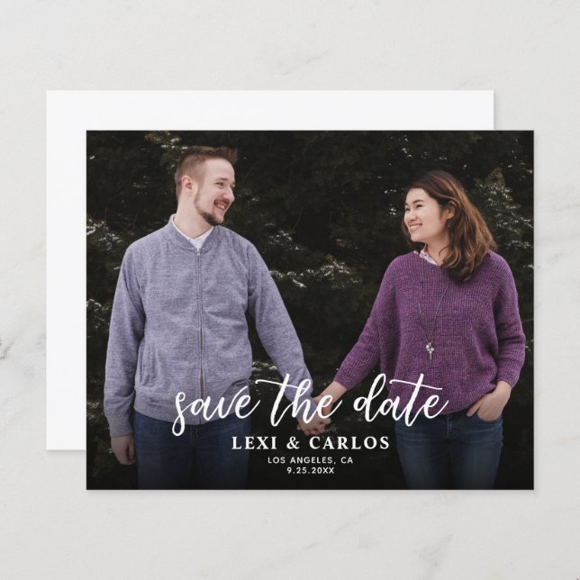 Budget Photo Calligraphy 2B Darker H Save the Date (Front/Back)