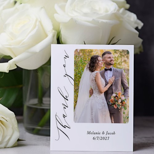 Budget Photo Calligraphy Wedding Thank you Cards
