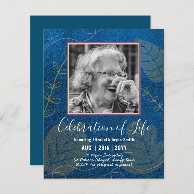 BUDGET PHOTO Celebration of Life INVITATIONS (Front/Back)