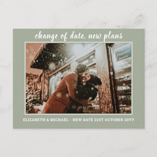 BUDGET Photo Change of Plans Save the Date Wedding Postcard (Front)
