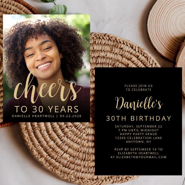 Budget Photo Cheers 30th Birthday Party Invite (Creator Uploaded)