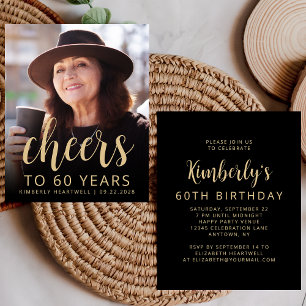 Budget Photo Cheers 60th Birthday Party Invite