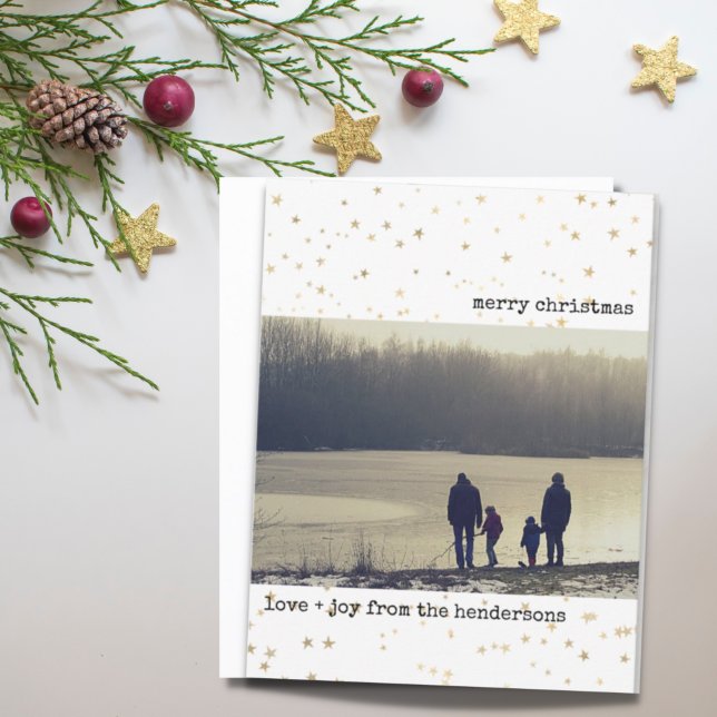 Budget Photo Christmas Card Gold Stars (Creator Uploaded)