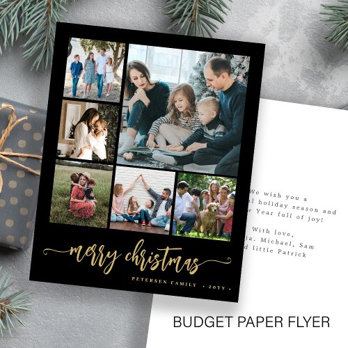 Budget photo Christmas gold black Holiday Card Flyer