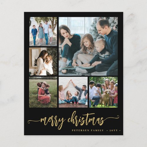 Budget photo Christmas gold black Holiday Card Flyer