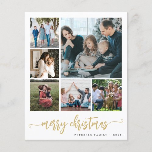 Budget photo Christmas gold script Holiday Card Flyer