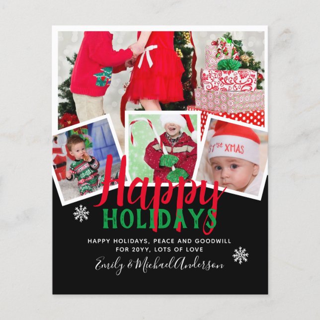 BUDGET Photo Christmas Holidays Cards - Collage Flyer (Front)
