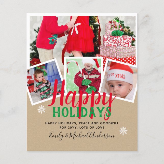 BUDGET Photo Christmas Holidays Cards - Collage Flyer (Front)