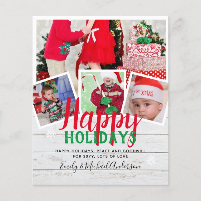 BUDGET Photo Christmas Holidays Cards - Collage Flyer (Front)