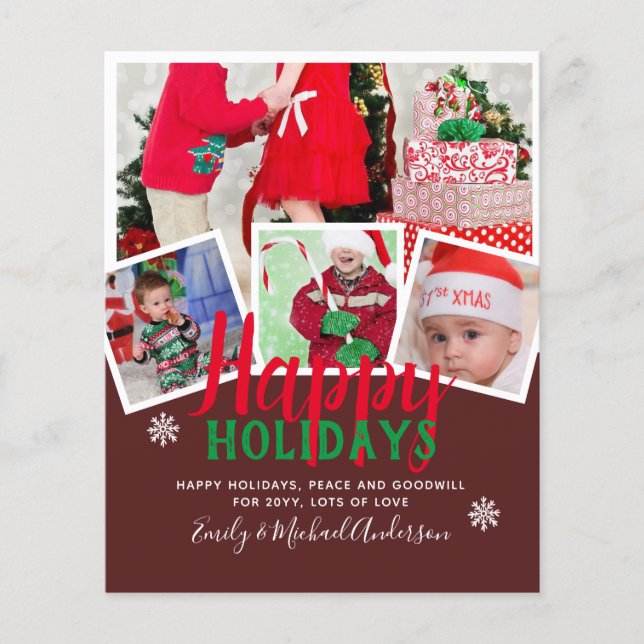 BUDGET Photo Christmas Holidays Cards - Collage Flyer (Front)