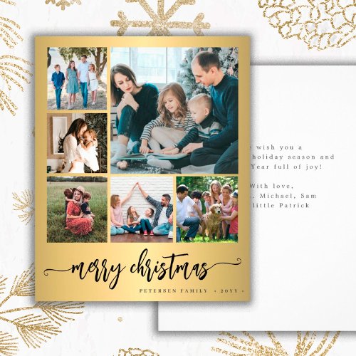 Budget photo Christmas metallic gold Holiday Card Flyer