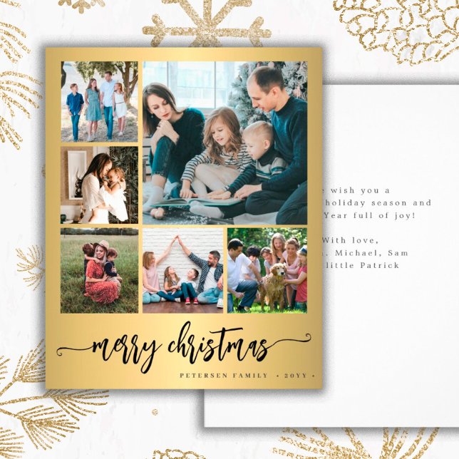 Budget photo Christmas metallic gold Holiday Card Flyer (Creator Uploaded)