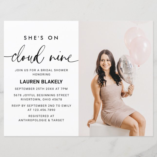 Budget Photo Cloud 9 Bridal Shower Invitation (Front)