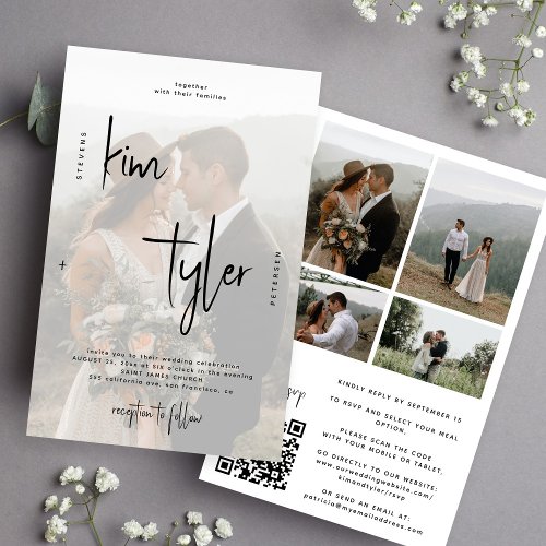 Budget photo collage all in one wedding Invitation