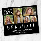 Budget Photo Collage Black Graduation Announcement