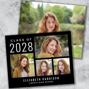 Budget Photo Collage Black Graduation Announcement